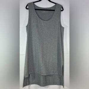 Soft Surroundings M Tank Dress Cover Up Knit HI Low Sleeveless Grey Fleece EUC